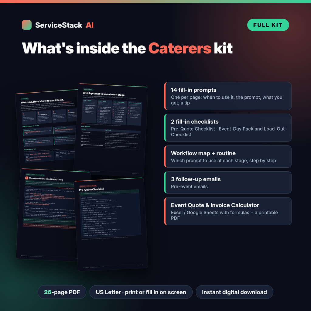 ServiceStack AI for Caterers: The Inquiry-to-Invoice Kit
