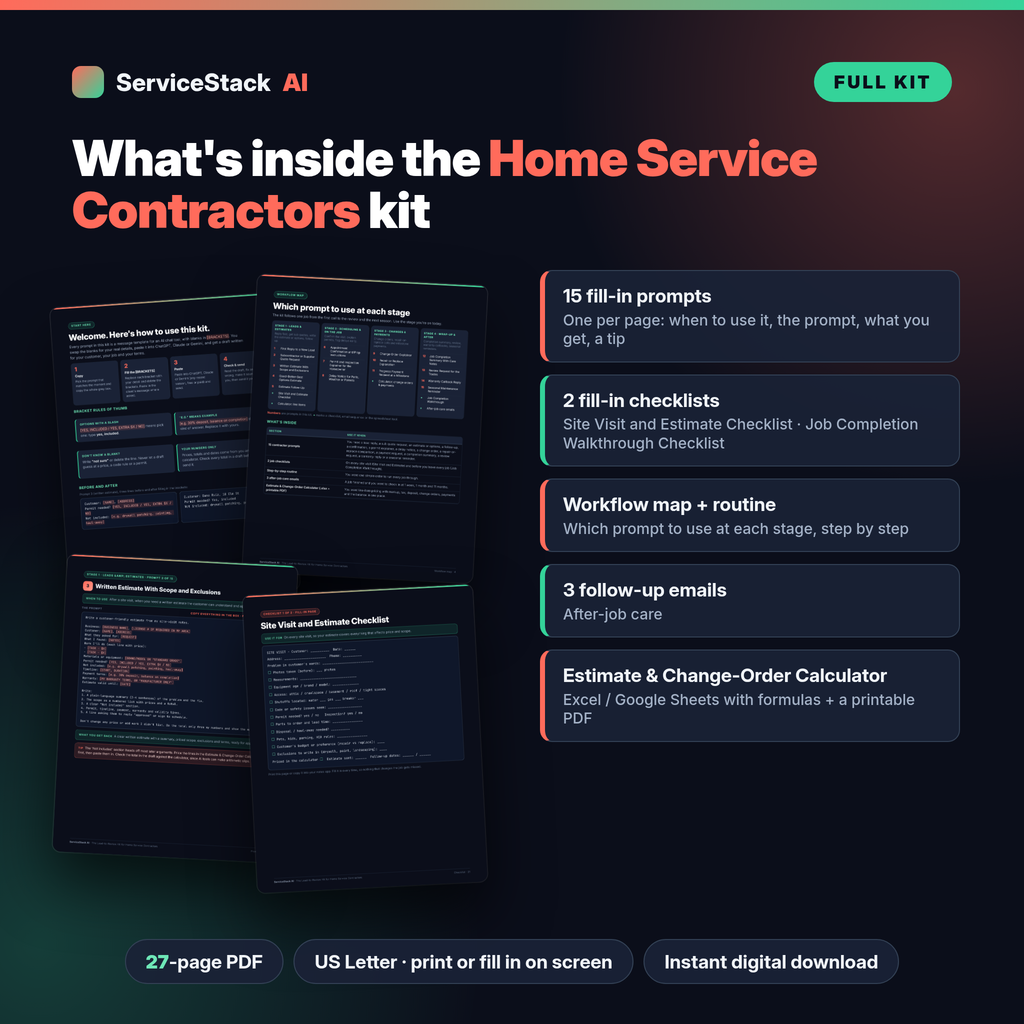 ServiceStack AI for Home Service Contractors: The Lead-to-Review Kit